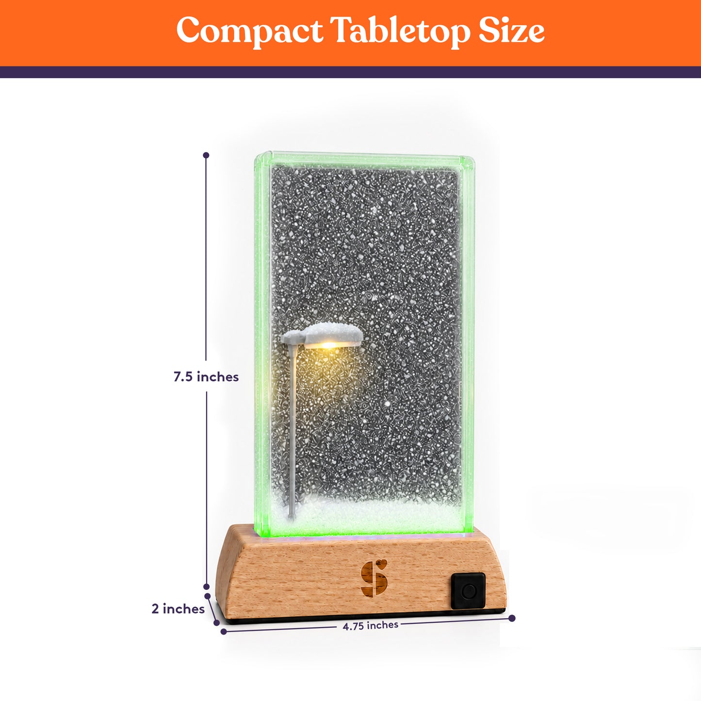 Special Supplies Soft Snowfall Glow Lamp with 3 Color LED Modes, Sensory Night Light with Floating Snow Effect, Acrylic Mood Lamp with Wooden Base for Bedroom Desk Office Relaxation Decor