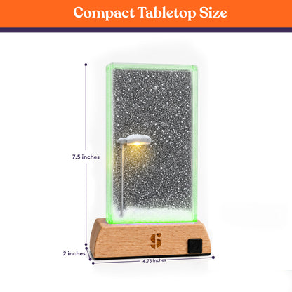 Special Supplies Soft Snowfall Glow Lamp with 3 Color LED Modes, Sensory Night Light with Floating Snow Effect, Acrylic Mood Lamp with Wooden Base for Bedroom Desk Office Relaxation Decor