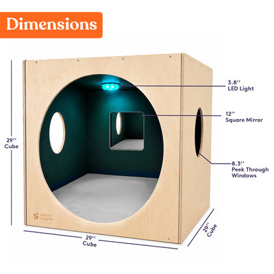 Special Supplies Kids Wooden Reading Cube for Classroom and Home, Sensory Reading Nook, Enclosed Reading Corner, Wooden Literacy Station, Quiet Learning Space for Kids, Educational Furniture
