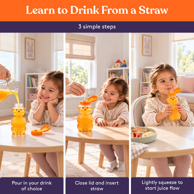 Juice Bear Bottle with Long Straws (8oz)
