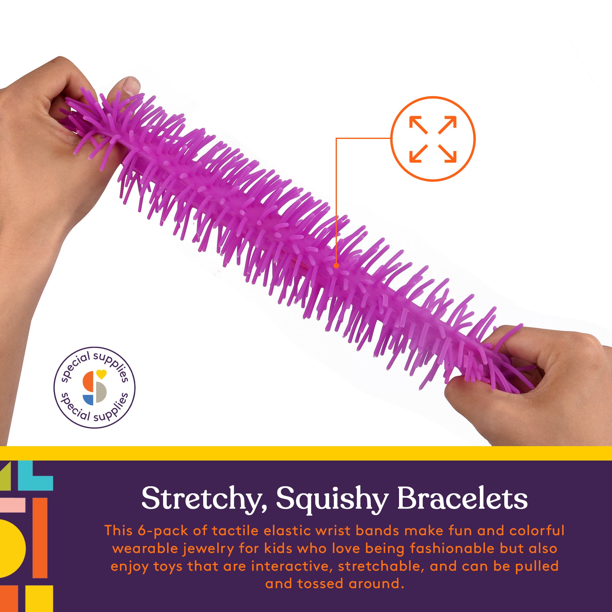 Squishy Fuzzy Band Bracelets (6 Pack)