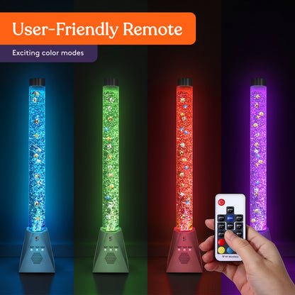 Special Supplies Aquarium Sensory Bubble Tube Lamp - 4ft Color-Changing LED with Remote, 5 Fishes, Nightlight Effect & Bluetooth Speaker- Diamond Shaped Base