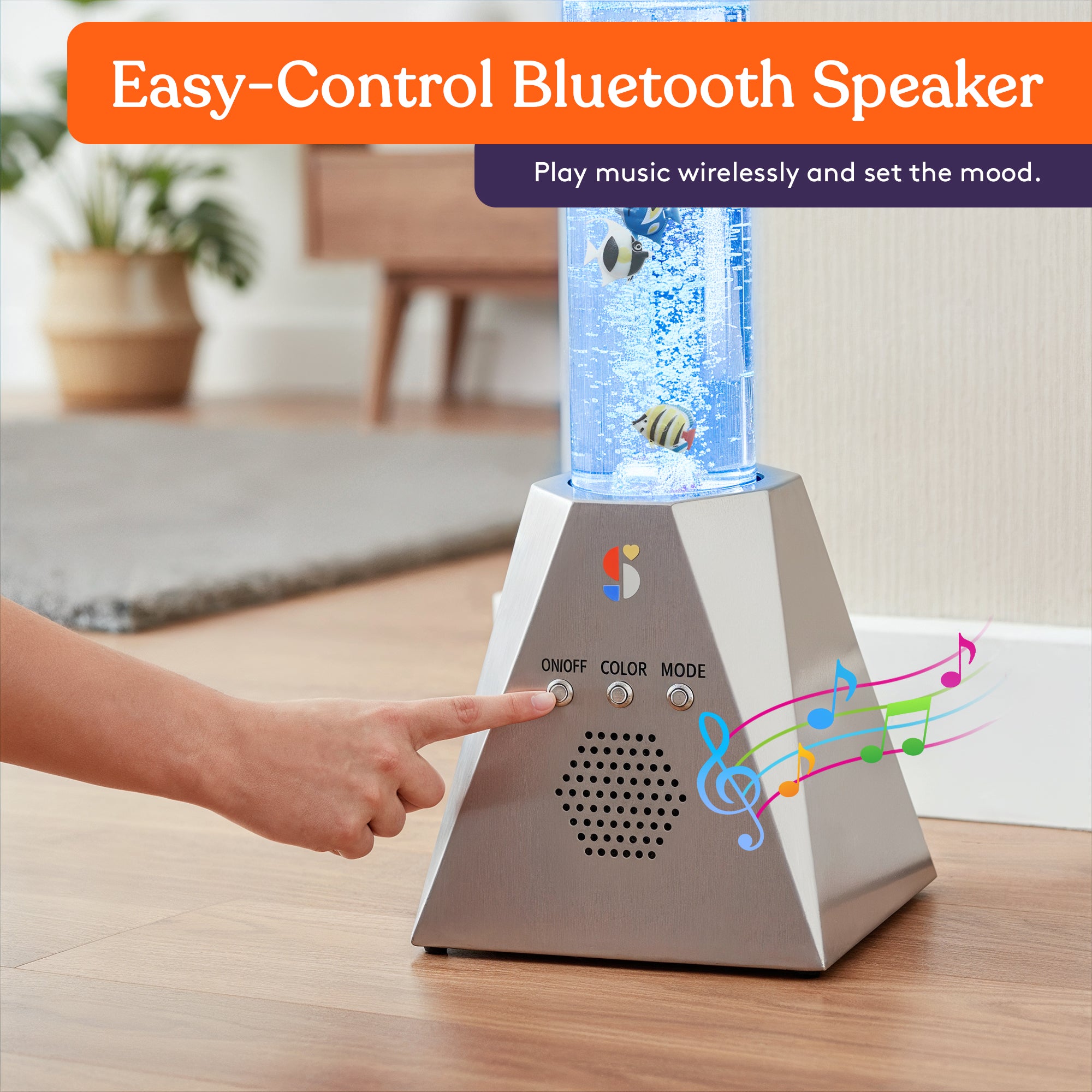 Special Supplies Aquarium Sensory Bubble Tube Lamp - 4ft Color-Changing LED with Remote, 5 Fishes, Nightlight Effect & Bluetooth Speaker