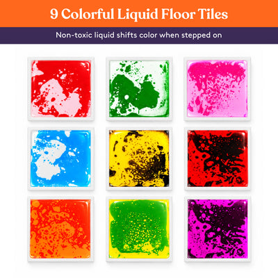 Square Floor Liquid Tiles for Kids, Set of 9