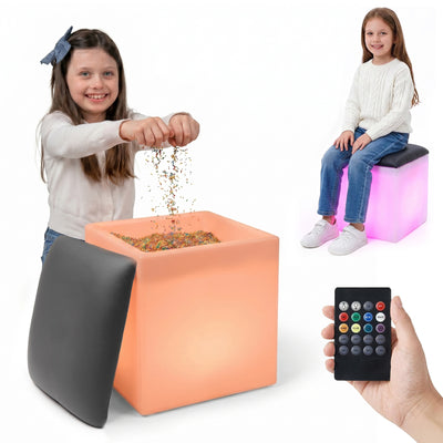 Special Supplies LED Cube Light‑Up Chair/Table Set – Color Changing Glow Cube Furniture, Mood Lighting, RGB LED Seat/Table for Sensory Play, Home and School