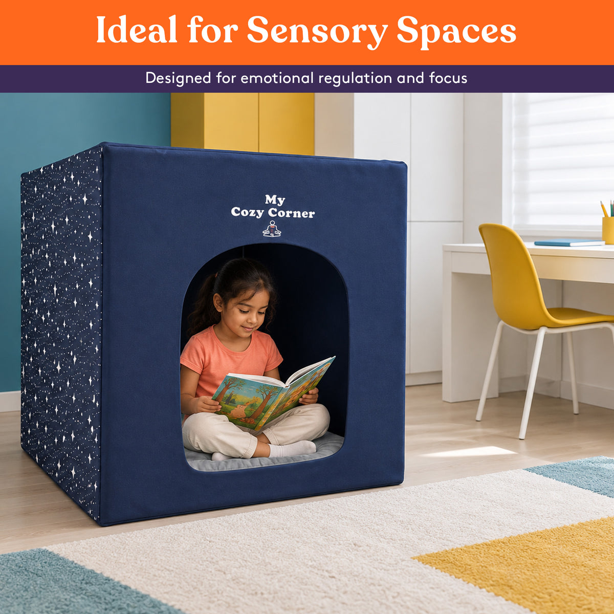 Special Supplies Blackout Sensory Tent for Kids, Calming Play Room with Fiber Optic Lamp and Glow-in-The-Dark Fuzzy Blanket