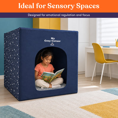 Special Supplies Blackout Sensory Tent for Kids, Calming Play Room with Fiber Optic Lamp and Glow-in-The-Dark Fuzzy Blanket
