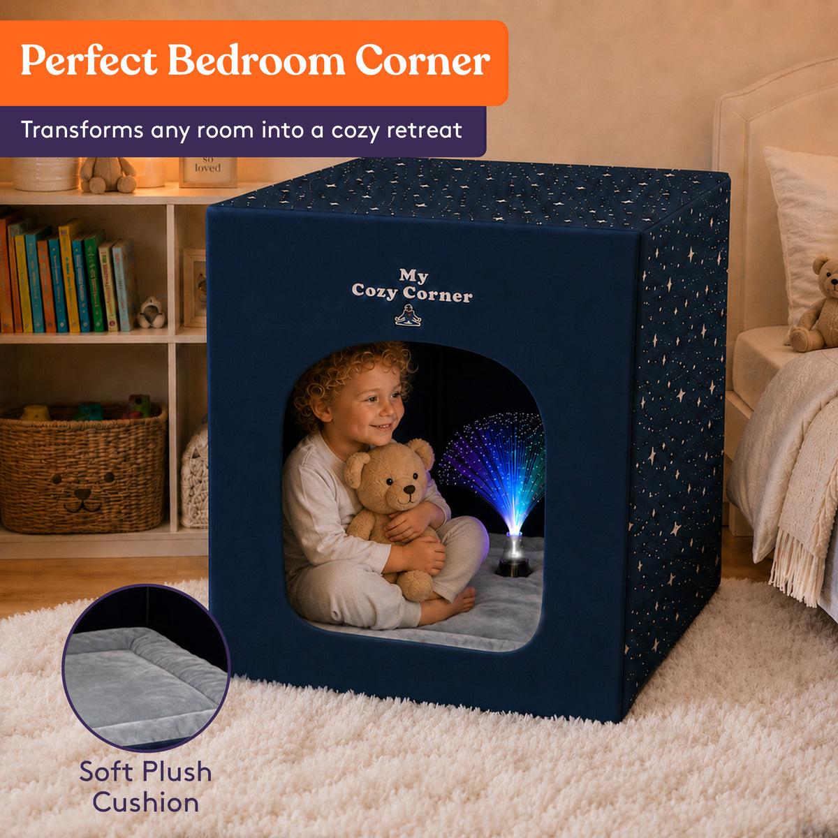 Special Supplies Blackout Sensory Tent for Kids, Calming Play Room with Fiber Optic Lamp and Glow-in-The-Dark Fuzzy Blanket