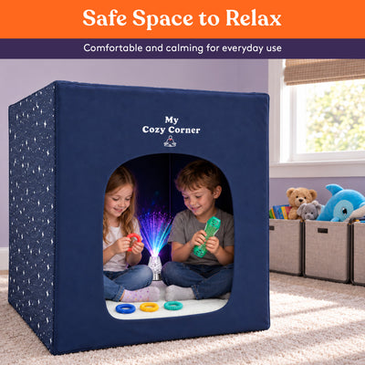 Special Supplies Blackout Sensory Tent for Kids, Calming Play Room with Fiber Optic Lamp and Glow-in-The-Dark Fuzzy Blanket