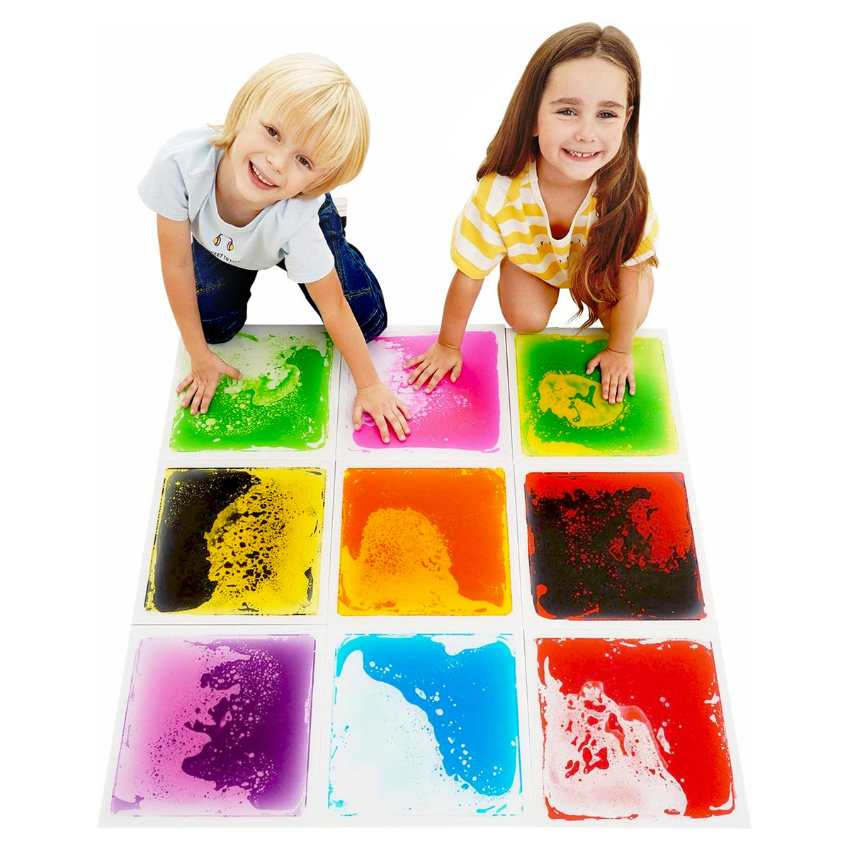 Square Floor Liquid Tiles for Kids, Set of 9