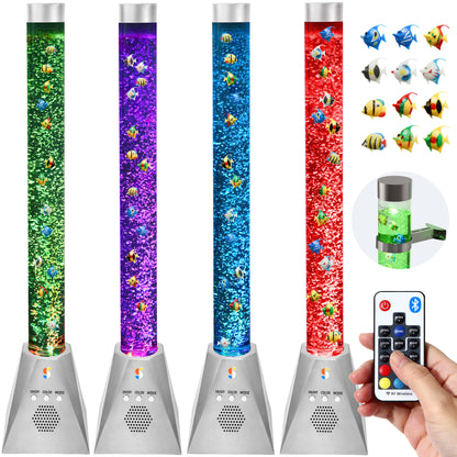 Special Supplies Aquarium Sensory Bubble Tube Lamp - 4ft Color-Changing LED with Remote, 5 Fishes, Nightlight Effect & Bluetooth Speaker- Diamond Shaped Base