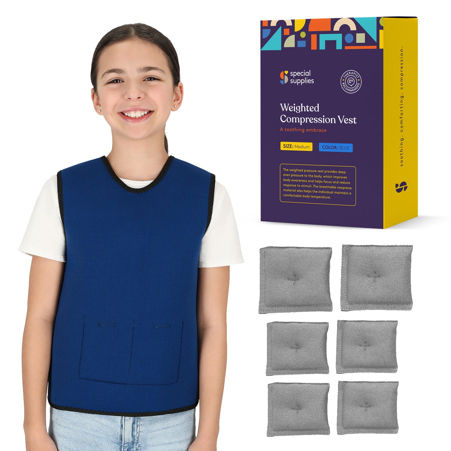 WEIGHTED - Sensory Compression Vest for Kids with Processing Disorders ADHD and Autism Calming and Supportive with Adjustable Weight Fit