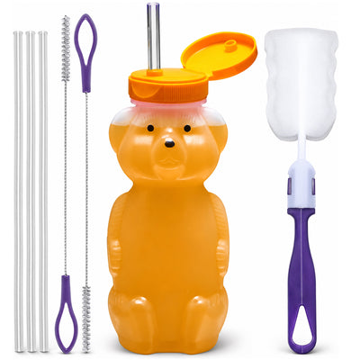 Juice Bear Bottle with Long Straws (8oz)