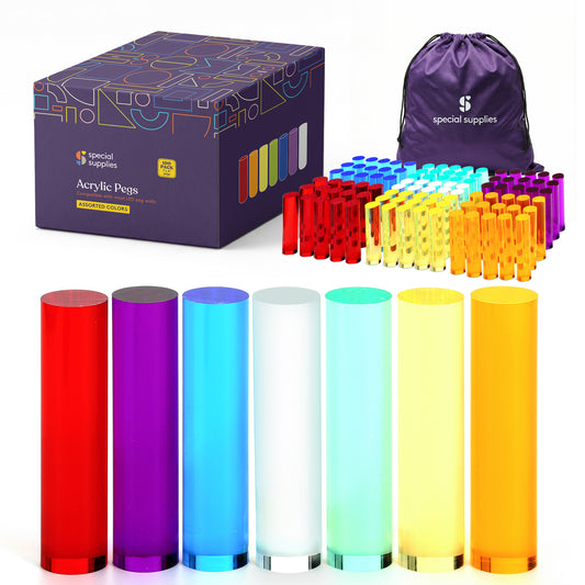 Special Supplies Set of 100 LED Light Peg Board Replacement Pieces for Kids LED Peg Wall, Colorful Illuminated Pegs for Creative Play and STEM Learning- 1” x 4”