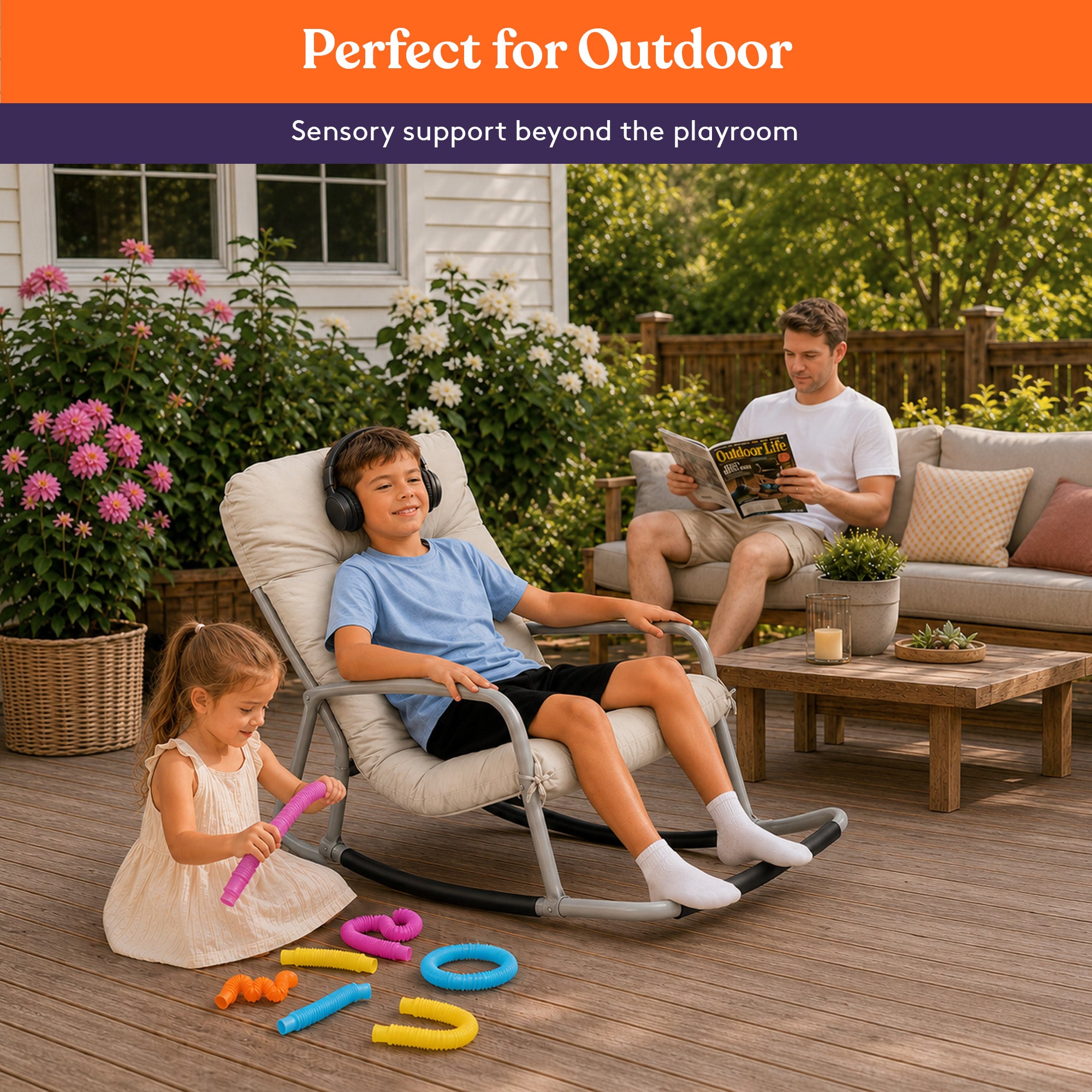Special Supplies Sensory Rocking Chair for Preteens - Comfortable Preteen Rocker- Versatile Floor Chair with Soft Fabric and Stability for Playroom, Bedroom Ages 8-12