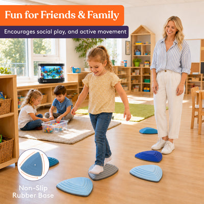 Special Supplies 10 Stepping Stones for Kids Indoor and Outdoor Balance Blocks Promote Coordination, Balance Strength Child Safe Rubber, Non-Slip Edging