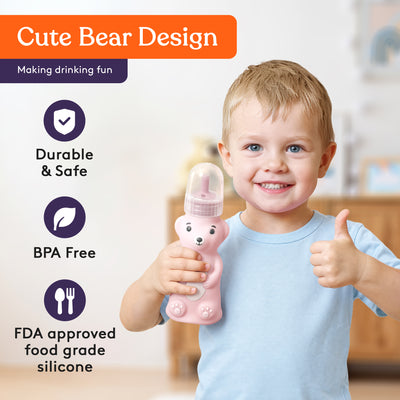 Honey Bear Straw Cup- BPA Free Silicone Training Cup