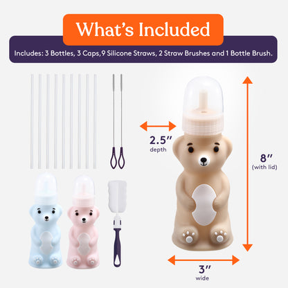 Honey Bear Straw Cup- BPA Free Silicone Training Cup