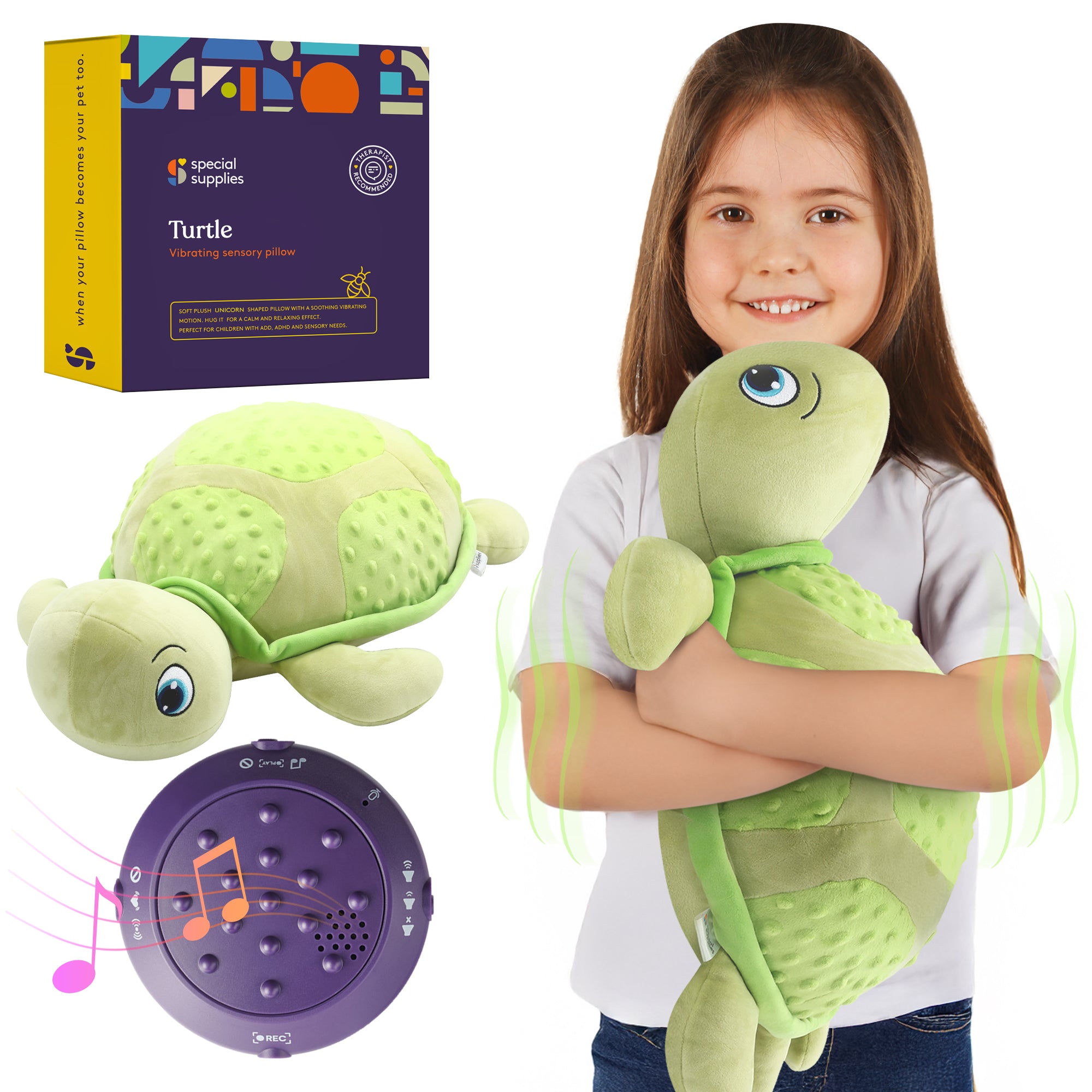 Sensory Vibrating Pillow-Turtle with Music and Voice Recording ...