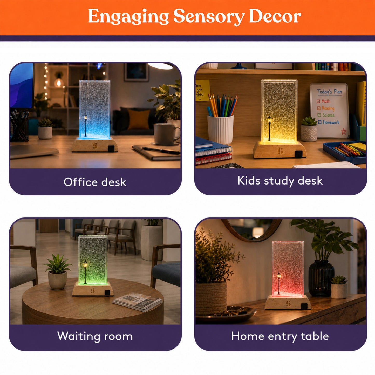 Special Supplies Soft Snowfall Glow Lamp with 3 Color LED Modes, Sensory Night Light with Floating Snow Effect, Acrylic Mood Lamp with Wooden Base for Bedroom Desk Office Relaxation Decor