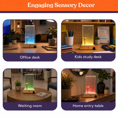 Special Supplies Soft Snowfall Glow Lamp with 3 Color LED Modes, Sensory Night Light with Floating Snow Effect, Acrylic Mood Lamp with Wooden Base for Bedroom Desk Office Relaxation Decor