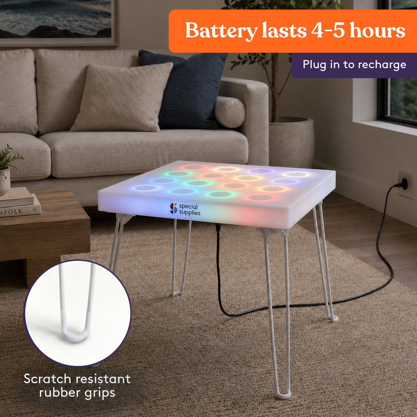 Special Supplies LED Light‑Up Table Set – Color Changing Glow Furniture, Mood Lighting, RGB LED Table for Sensory Play, Home and School
