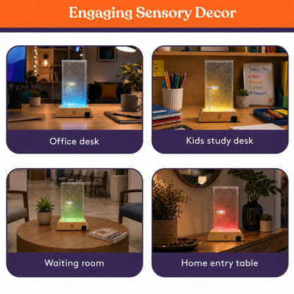 Special Supplies Soft Snowfall Glow Lamp with 3 Color LED Modes, Sensory Night Light with Floating Snow Effect, Acrylic Mood Lamp with Wooden Base for Bedroom Desk Office Relaxation Decor