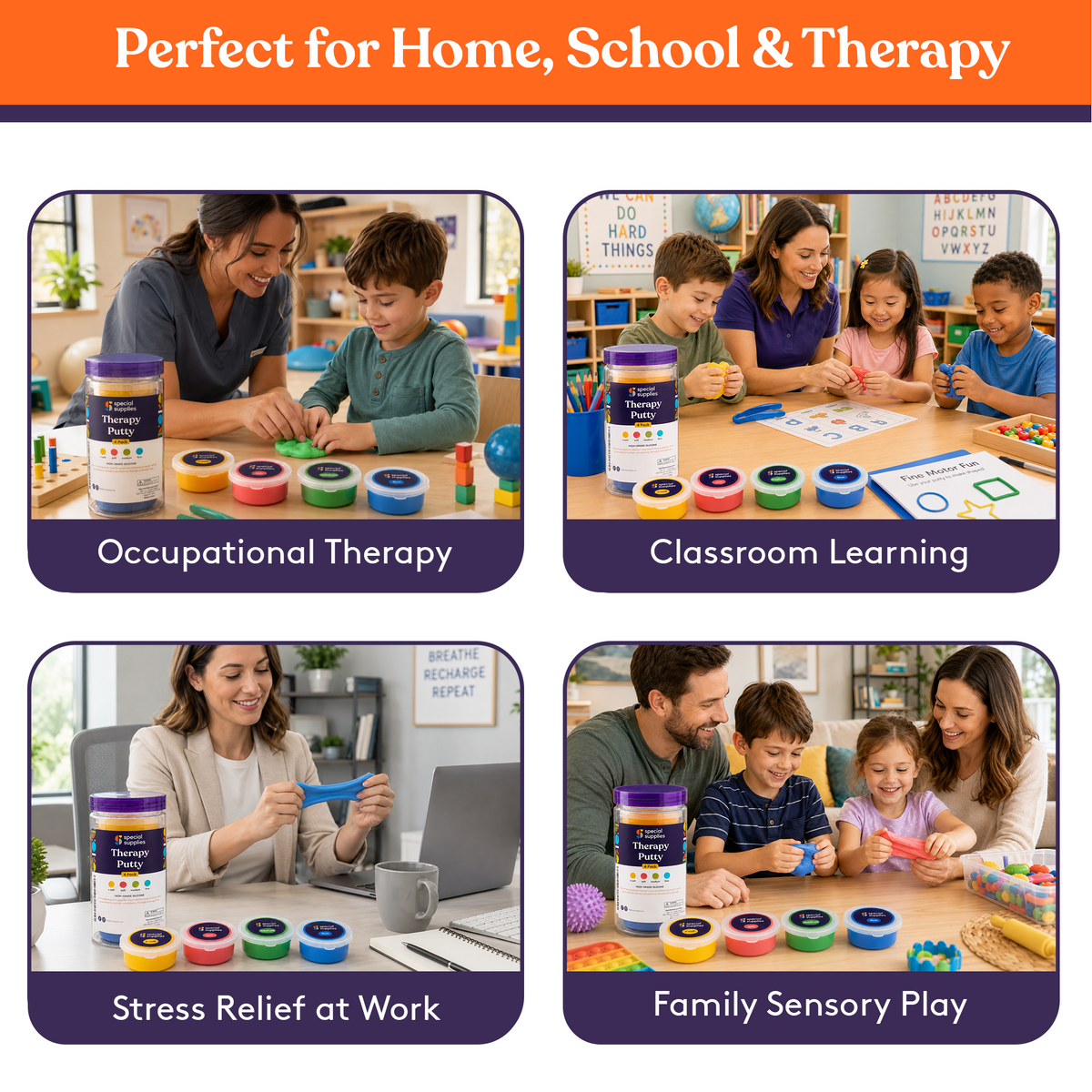 Therapy Putty (Primary Colors): 4 Pack – Special Supplies