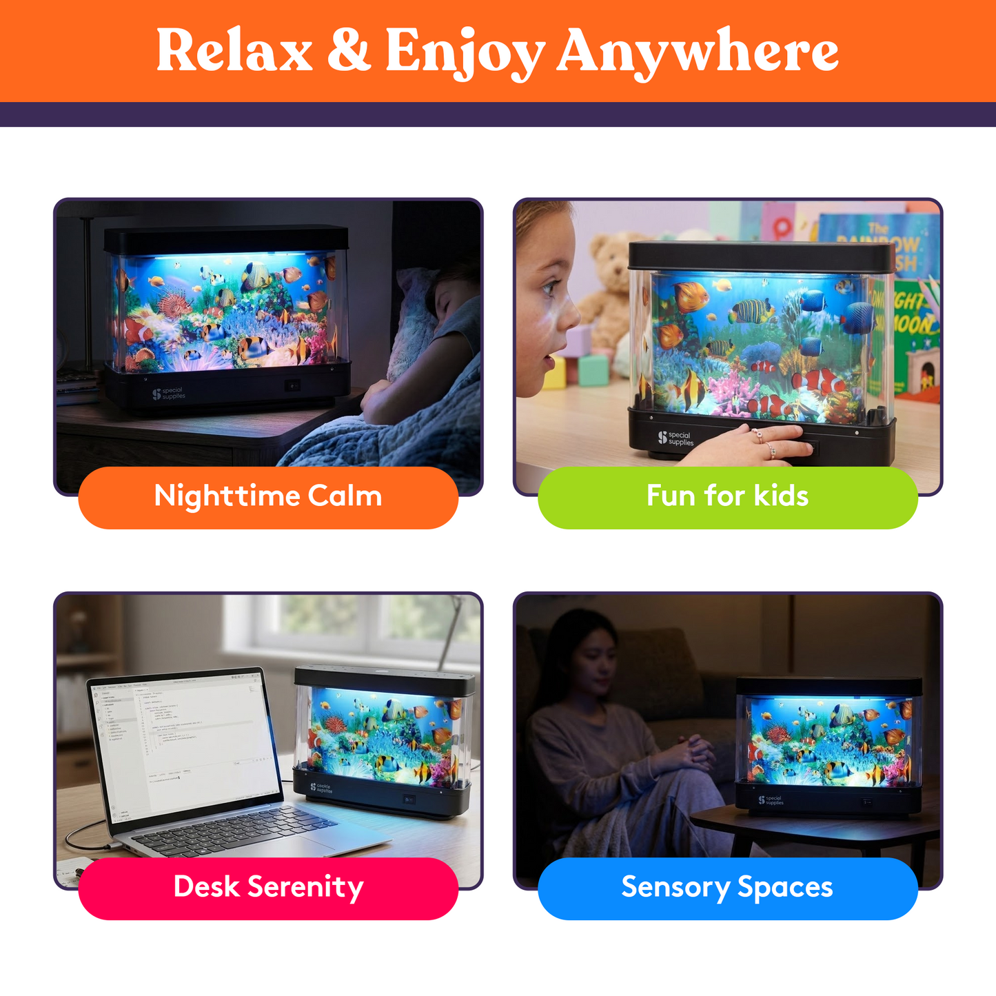 Special Supplies Vintage Aquarium Sensory Fish Lamp Moving Picture LED Light for Kids and Adults Artificial Fish Tank Effect Calming Night Light Relaxing Mood Lamp Bedroom Nursery Decor