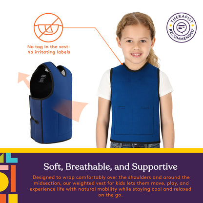 WEIGHTED - Sensory Compression Vest for Kids with Processing Disorders ADHD and Autism Calming and Supportive with Adjustable Weight Fit