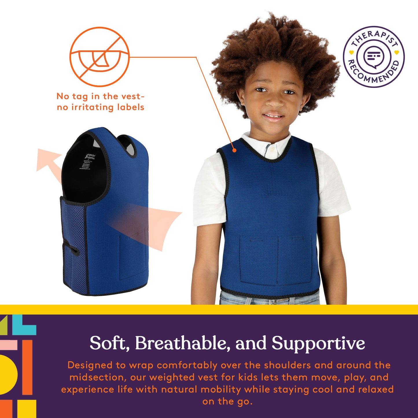 WEIGHTED - Sensory Compression Vest for Kids with Processing Disorders ADHD and Autism Calming and Supportive with Adjustable Weight Fit
