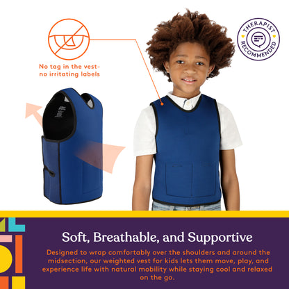 WEIGHTED - Sensory Compression Vest for Kids with Processing Disorders ADHD and Autism Calming and Supportive with Adjustable Weight Fit