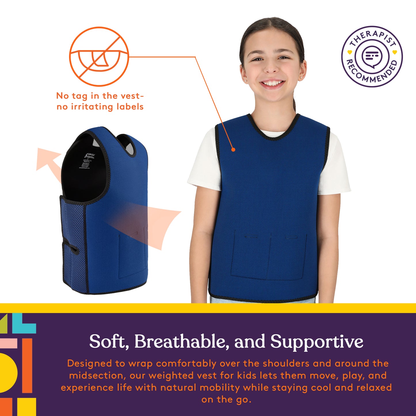WEIGHTED - Sensory Compression Vest for Kids with Processing Disorders ADHD and Autism Calming and Supportive with Adjustable Weight Fit