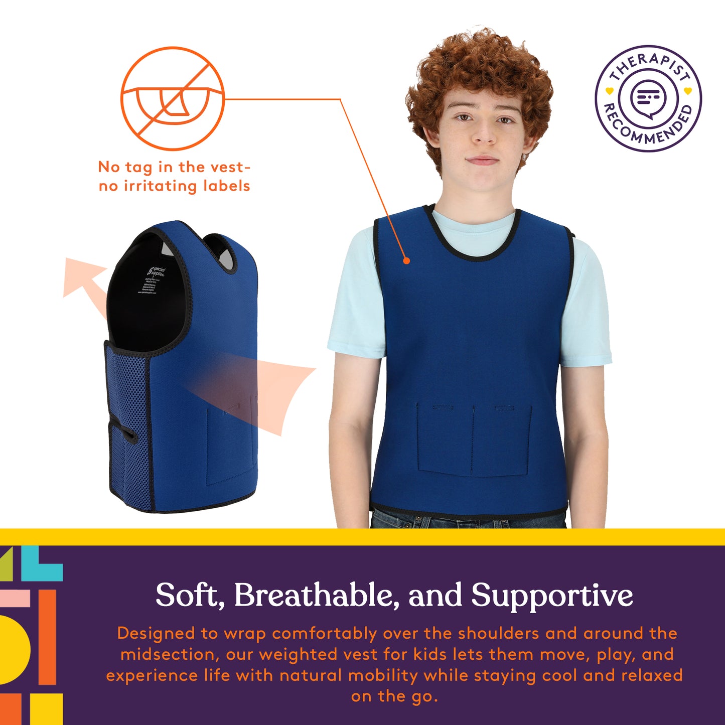 WEIGHTED - Sensory Compression Vest for Kids with Processing Disorders ADHD and Autism Calming and Supportive with Adjustable Weight Fit