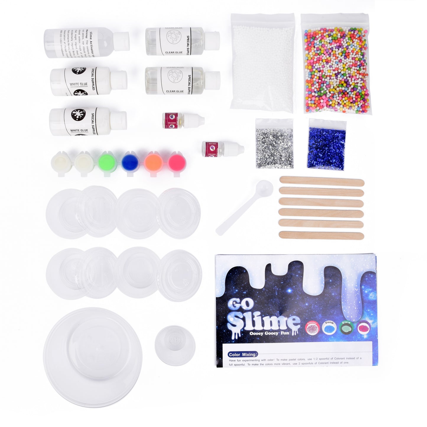 Slime Kit Putty, and Goo | Includes Slime Containers, Ingredients, and Supplies for 4 Different Kinds of Slime: Glow in the Dark, Neon Colored, Scented, Foam Or Glitter!