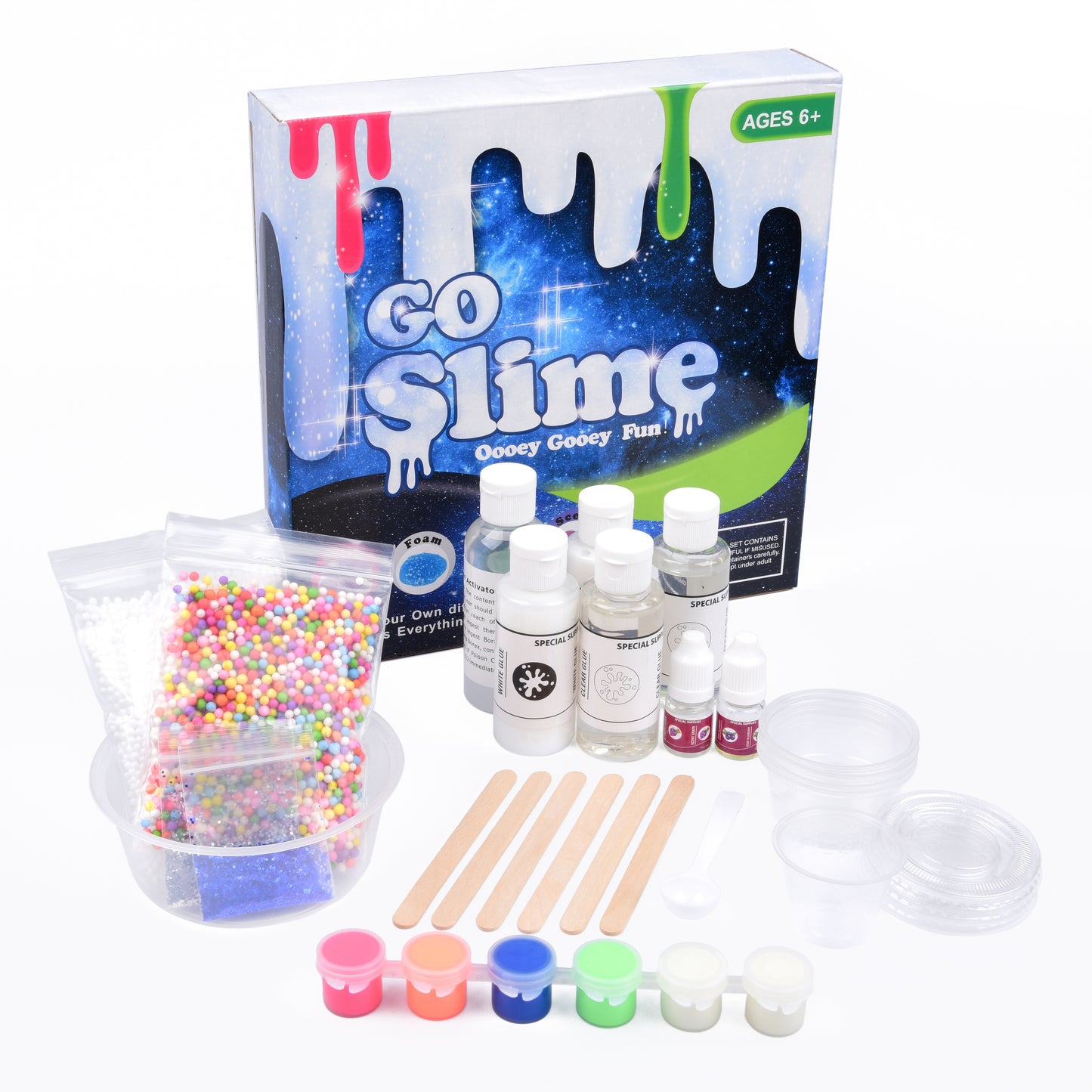 Slime Kit Putty, and Goo | Includes Slime Containers, Ingredients, and Supplies for 4 Different Kinds of Slime: Glow in the Dark, Neon Colored, Scented, Foam Or Glitter!