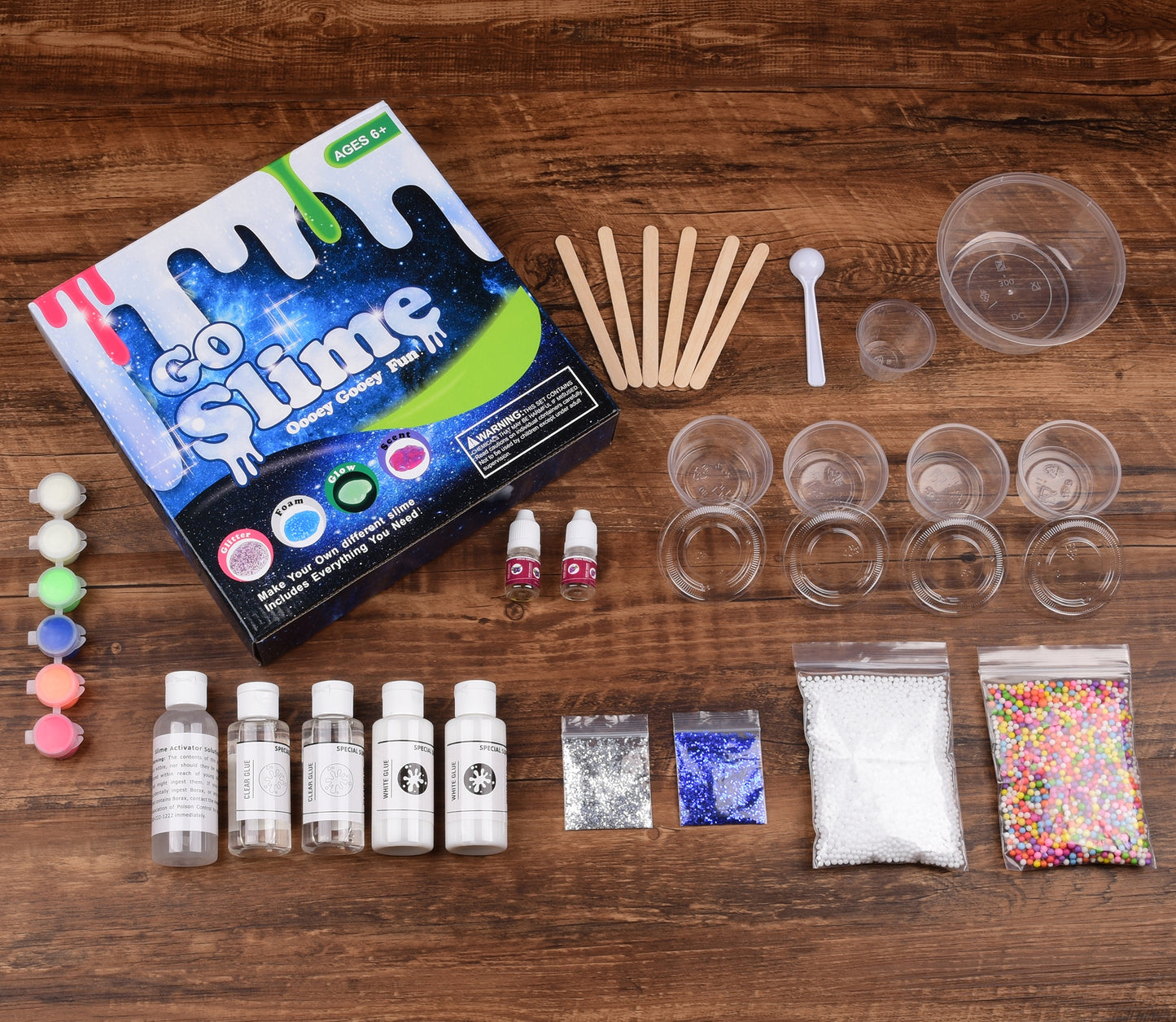 Slime Kit Putty, and Goo | Includes Slime Containers, Ingredients, and Supplies for 4 Different Kinds of Slime: Glow in the Dark, Neon Colored, Scented, Foam Or Glitter!