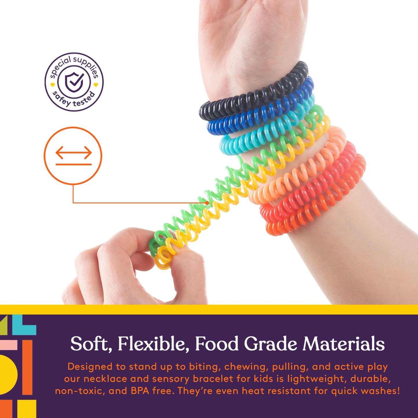 Special Supplies Chewy Jewelry Sensory Necklaces and Bracelets, 16 Pack, Soft and Flexible Silicone, Interactive Stress and Anxiety Relief for Kids, Supports ADD, ADHD, Autism