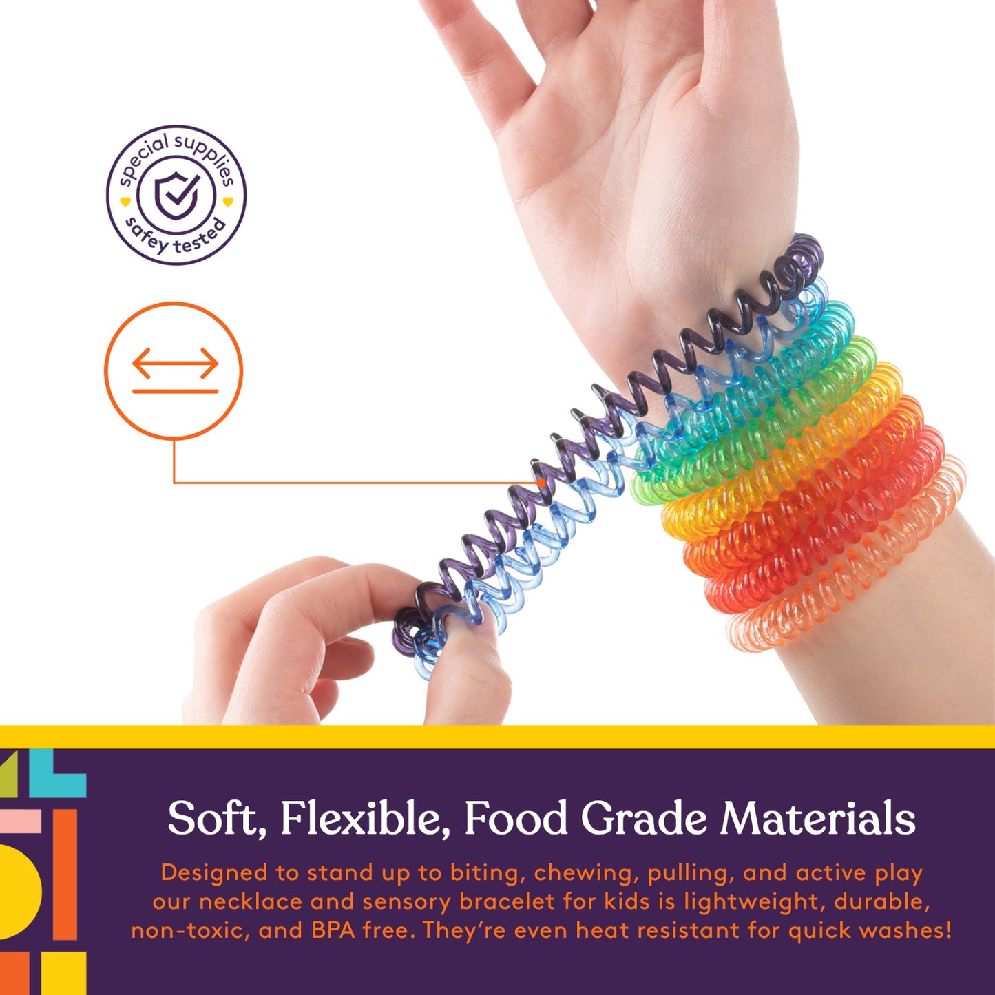 Special Supplies Chewy Jewelry Sensory Translucent Necklaces and Bracelets, 16 Pack, Soft and Flexible Silicone, Interactive Stress and Anxiety Relief for Kids, Supports ADD, ADHD, Autism