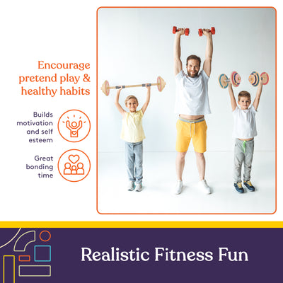 Special Supplies Kids Wooden Workout Weights, Great Exercise Equipment for Home or School (Barbell and Dumbbell)