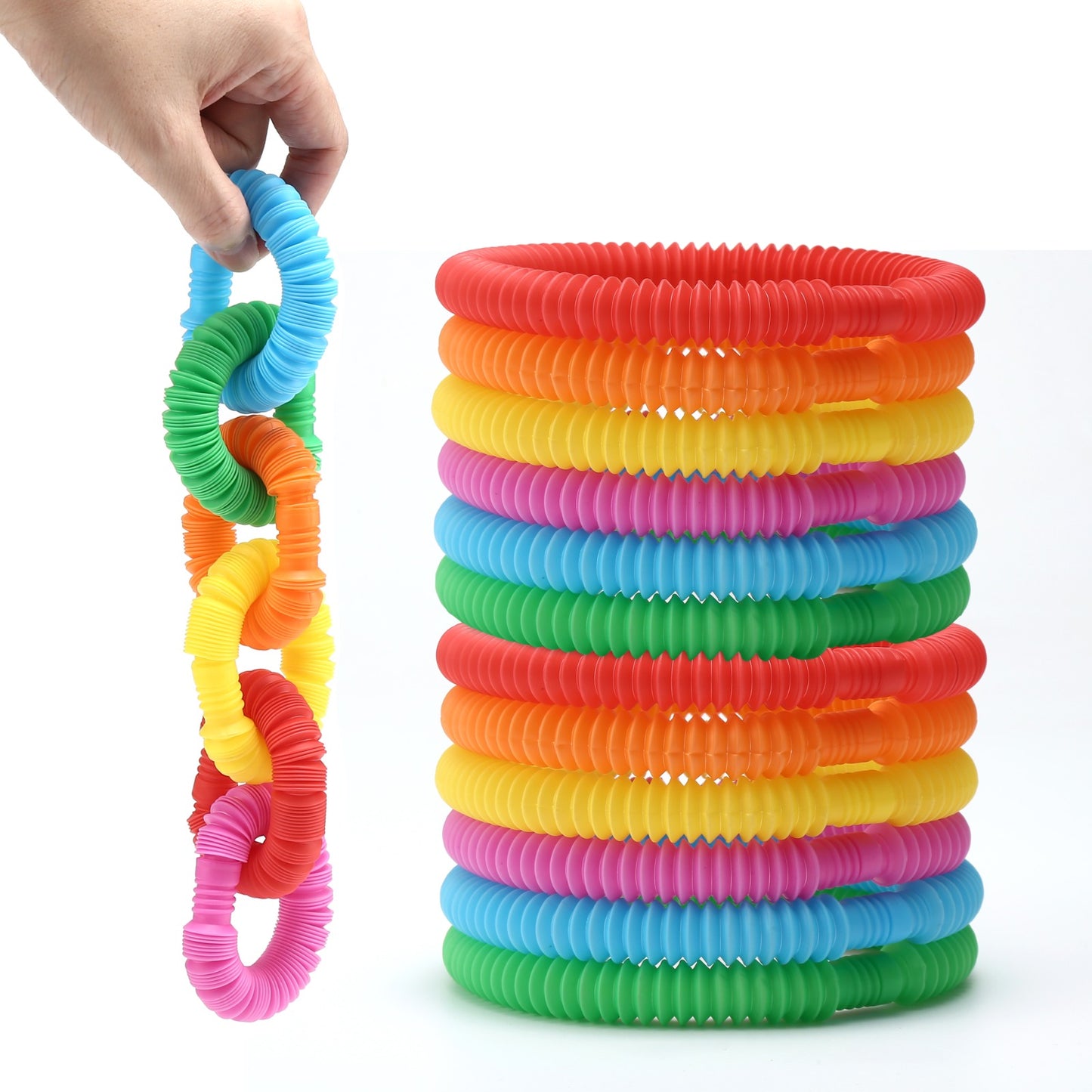 Special Supplies 30-Pack MINI Fun Pull and Pop Tubes Mini for Kids Stretch, Bend, Build, and Connect Toy, Provide Tactile and Auditory Sensory Play, Colorful, Heavy-Duty Plastic