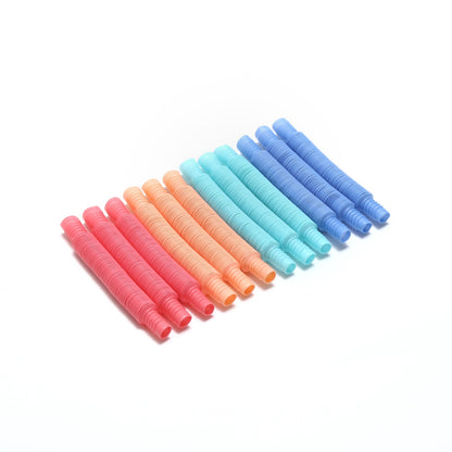 Special Supplies 12-Pack MINI Fun Pull and Pop Tubes for Kids Stretch, Bend, Build, and Connect Toy, Provide Tactile and Auditory Sensory Play, Colorful, Heavy-Duty Plastic (Pastel)