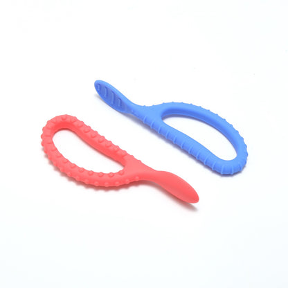 Special Supplies Duo Spoon Loops Oral Motor Therapy Tools, 2 Pack, Textured Stimulation and Sensory Input Treatment for Babies, Toddlers or Kids, BPA Free Silicone with Flexible, Easy Handle-Red & Blue