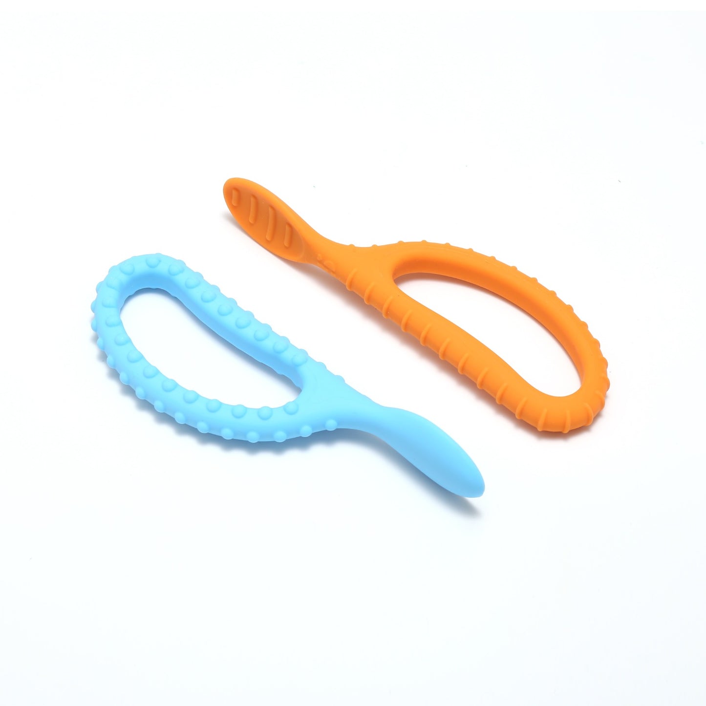 Special Supplies Duo Spoon Loops Oral Motor Therapy Tools, 2 Pack, Textured Stimulation and Sensory Input Treatment for Babies, Toddlers or Kids, BPA Free Silicone with Flexible, Easy Handle-Blue & Orange