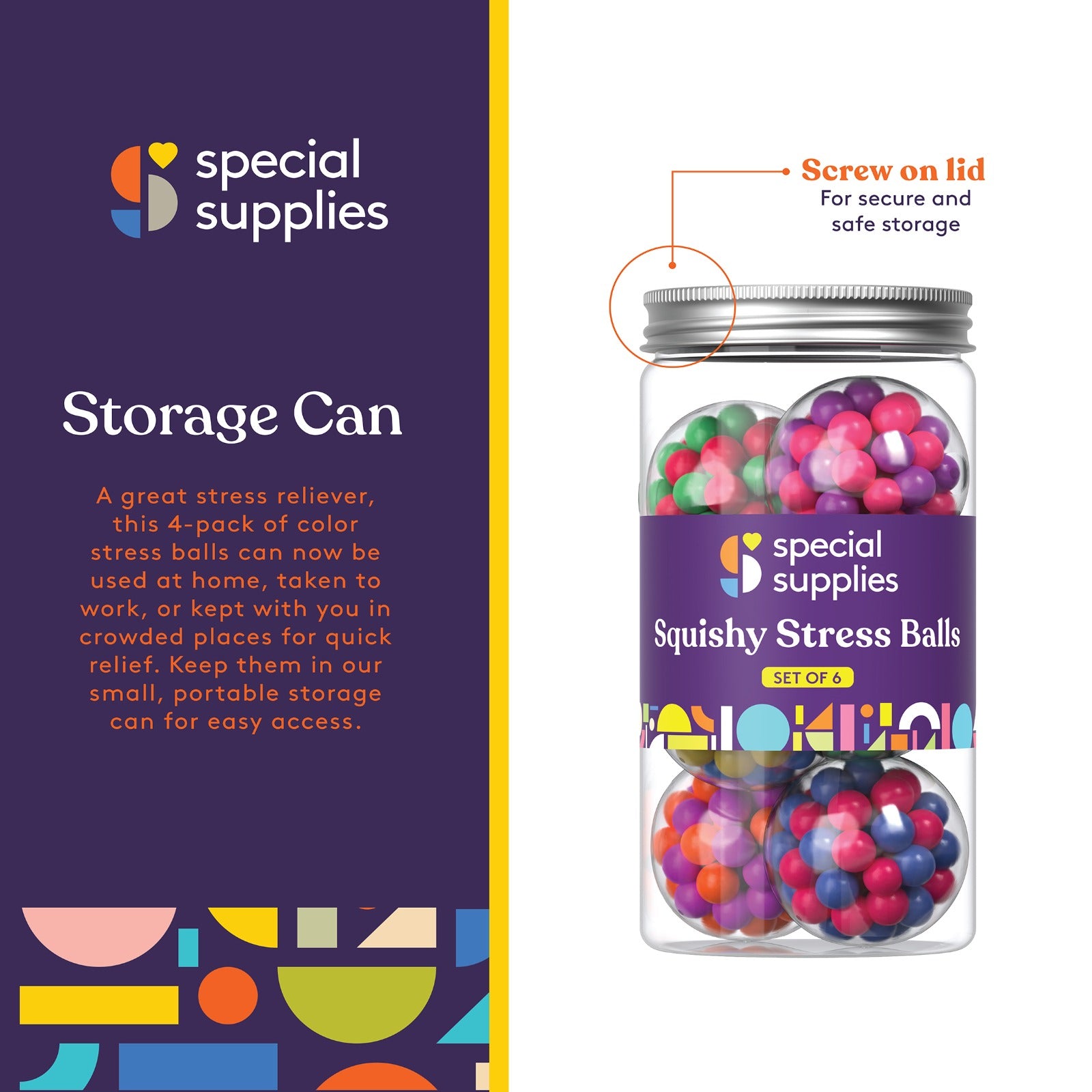 Colorful Stress Ball (6-Pack)