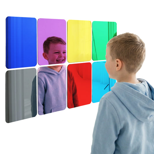 Special Supplies Sensory Wall Mirror - Interactive Acrylic Mirrors for Wall Decoration and Sensory Toys for Kids Classroom or Home -Sensory Room Decor -Visual, Tactile Stimulation - (Pack of 8)