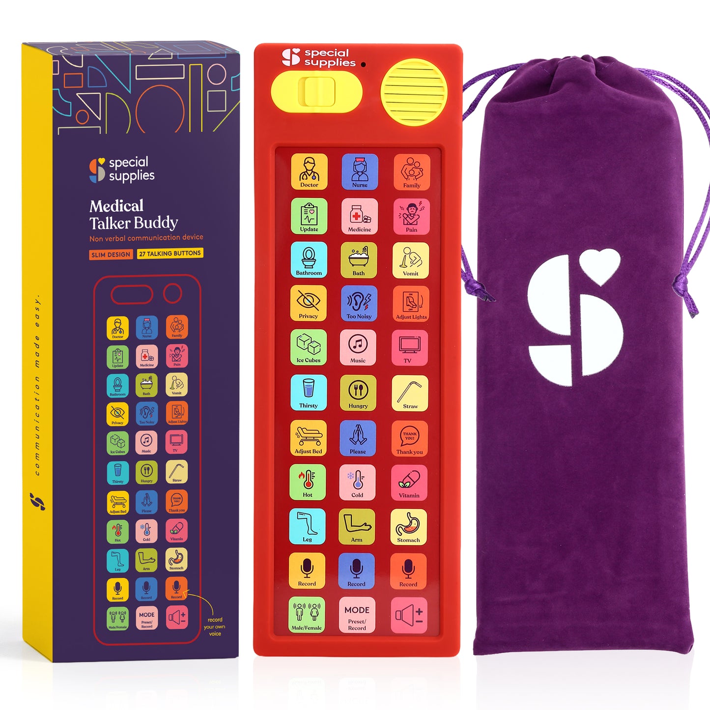 Medical Talker Buddy AAC Communication Device for Non-Verbal Patients, Kids & Adults – Hospital Bedside Speech Therapy Aid, Recordable Talking Device, Portable AAC for Medical, Clinical, Home & School Use