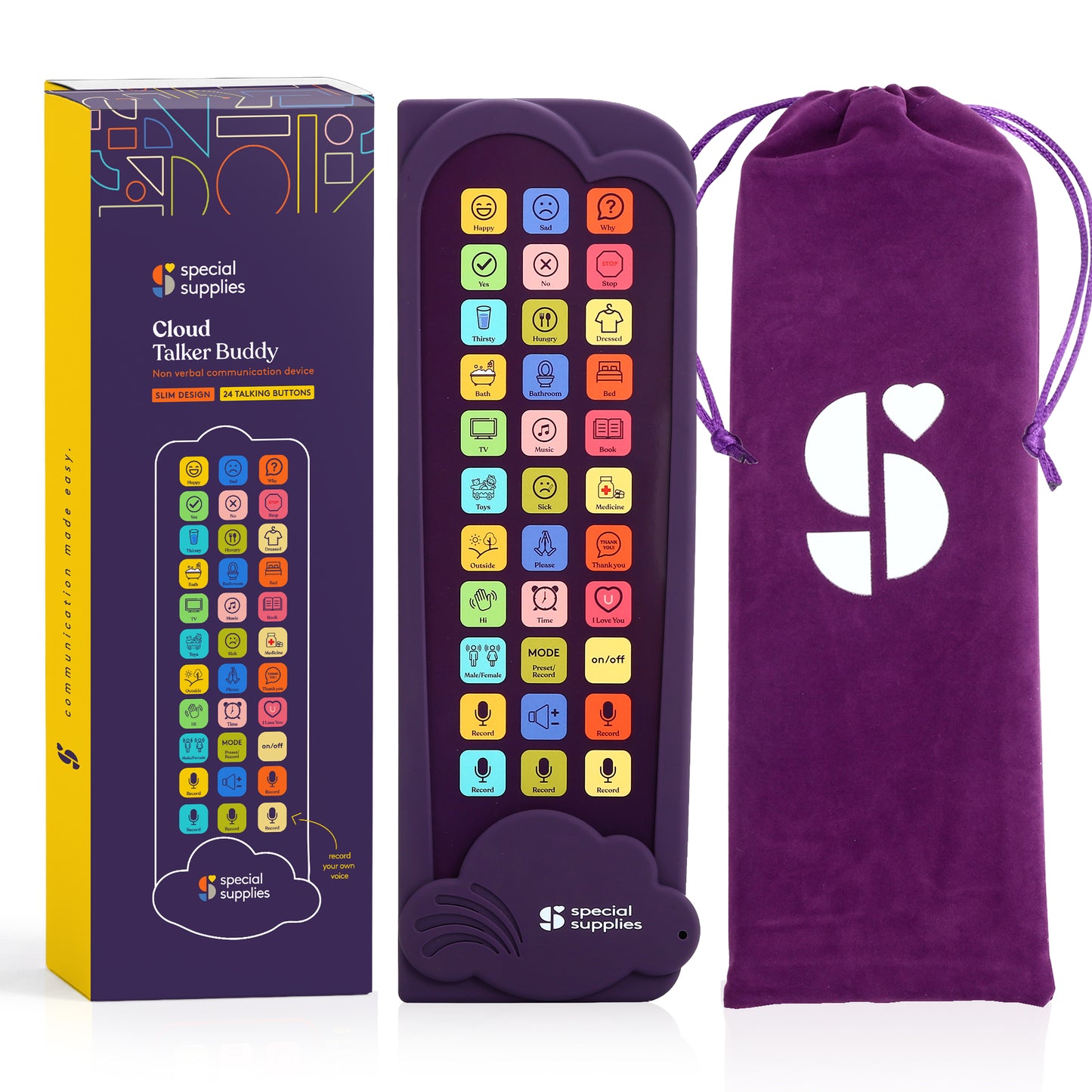 Talker Buddy AAC Communication Device for Non-Verbal Kids & Adults – Speech Therapy Aid, Recordable Talking Device, Portable AAC Device for Special Needs, Hospital, Home, School