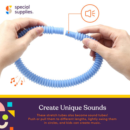 Special Supplies 12-Pack MINI Fun Pull and Pop Tubes for Kids Stretch, Bend, Build, and Connect Toy, Provide Tactile and Auditory Sensory Play, Colorful, Heavy-Duty Plastic (Pastel)