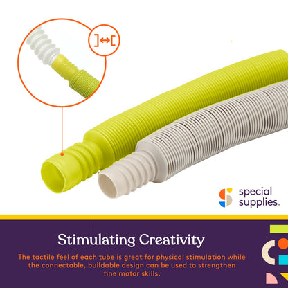 Special Supplies 12-Pack MINI Fun Pull and Pop Tubes for Kids Stretch, Bend, Build, and Connect Toy, Provide Tactile and Auditory Sensory Play, Colorful, Heavy-Duty Plastic (Camo)